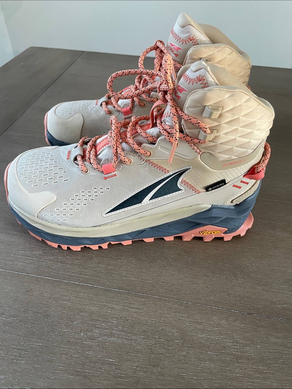 Altra Women's Beige and Coral Lace-Up Trail Boots
